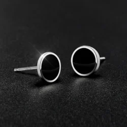 Brincos Prata Esterlina 925 Ponto de Luz Preto - Imagem 2
