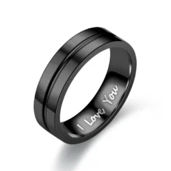 Anel Aço Inoxidável Preta I LOVE YOU  com Pedras de Zircônio - Imagem 2