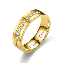 Anel Aço Inoxidável Dourado I LOVE YOU  com Pedras de Zircônio - Imagem 2