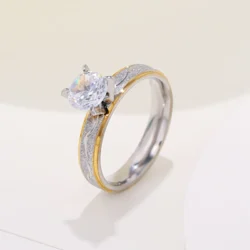 Anel Noivado 4mm Aço Inoxidável com Zircão - Imagem 4