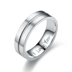 Anel Aço Inoxidável Prata I LOVE YOU  com Pedras de Zircônio - Imagem 3