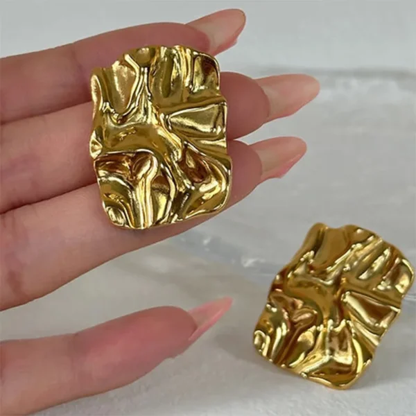 Brincos Quadrados Aço Inoxidável banhado a ouro 18K Vintage