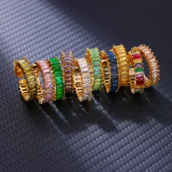 Anel Aço Inoxidável Quadrados Coloridos de Zircônia Cúbica - Imagem 2