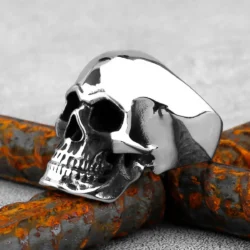 Anel Aço Inoxidável Gótico Caveira Punk - Imagem 5