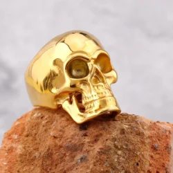 Anel Aço Inoxidável Gótico Caveira Punk - Imagem 3
