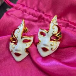 Brinco Inox Máscara Teatro Veneziana Dourado